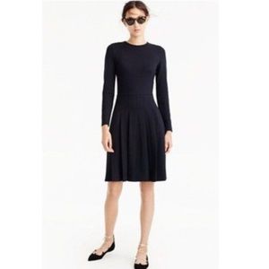 J. Crew Black Pleated Long Sleeve Ponte Dress